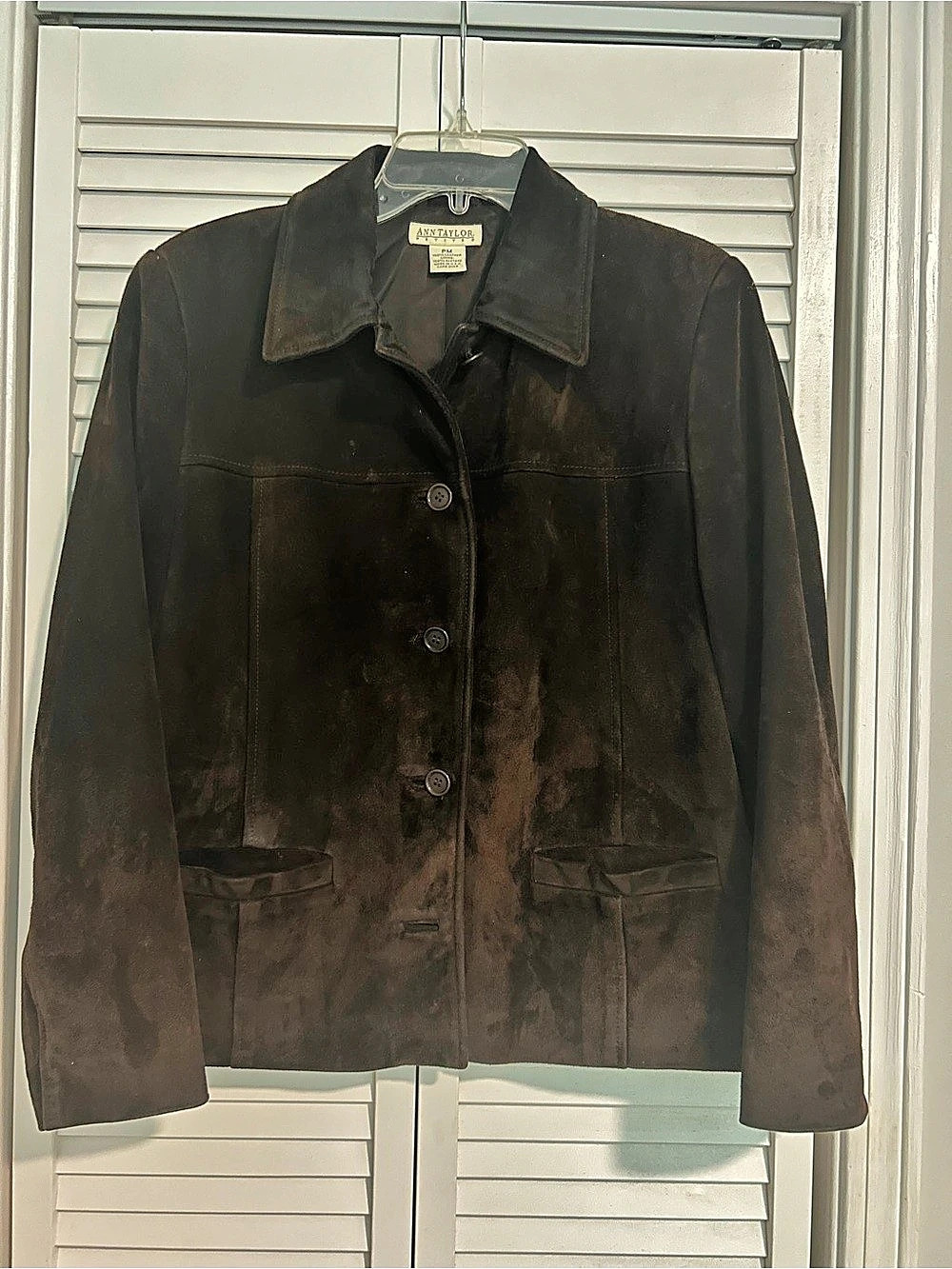 EUC 90’s Vintage Suede Leather Jacket Ann Taylor Espresso Brown Petite Medium